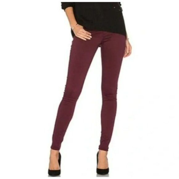 AG Adriano Goldschmied Jeans The Farrah Skinny High Rise 26 x 31 Maroon Burgundy - Picture 1 of 10